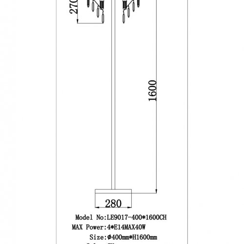 Торшер Catherine LE9017/1F CH Торшер Catherine LE9017/1F CH