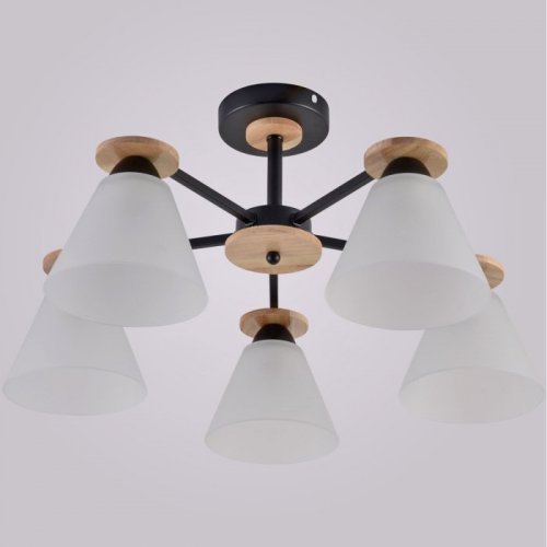 Потолочная люстра  01625-0.3-05 BK+WOOD