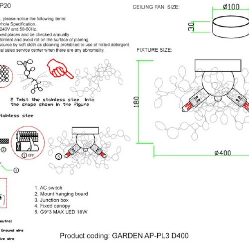 Бра Crystal Lux GARDEN AP-PL3 D400 GOLD Бра Crystal Lux GARDEN AP-PL3 D400 GOLD