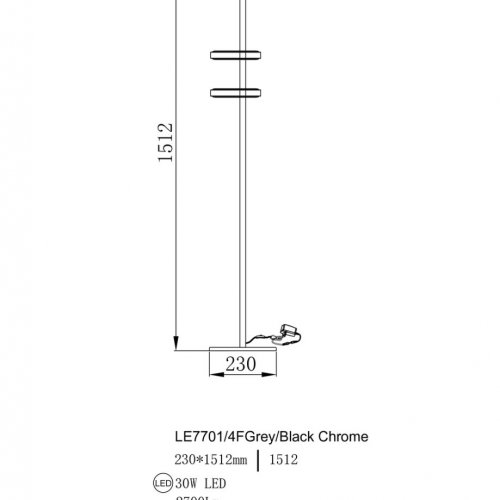 Торшер Theona LE7701/4F Grey/Black Chrome