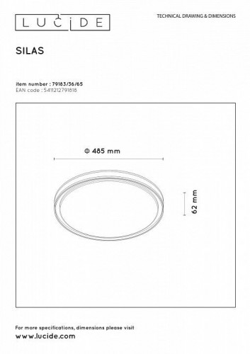 Потолочный светодиодный светильник Lucide Silas 79183/36/65