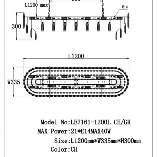 Подвесная люстра Jacqueline LE7161/1200L CH/GR