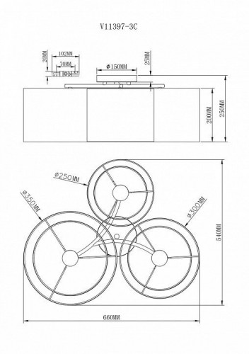 Светильник потолочный Moderli Massa V11397-3C Светильник потолочный Moderli Massa V11397-3C