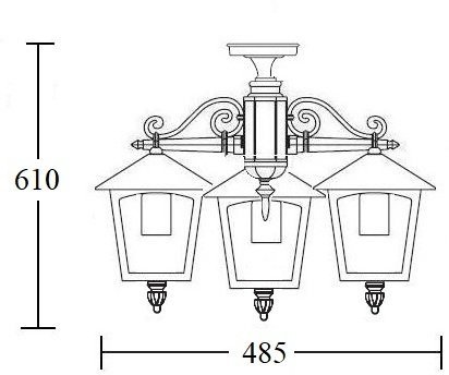 Потолочный светильник уличный Oasis Light PRAGA 15970A/3 Gb