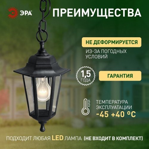 Подвесной светильник Эра  НСУ 06-60-001 черный