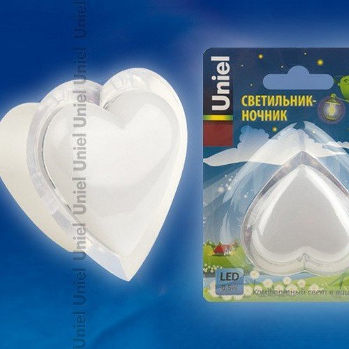 Настенный светодиодный светильник (10321) Uniel Детская серия DTL-308-Сердечко/RGB/3LED/0,5W