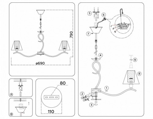 Подвесная люстра Ambrella Light High Light Modern LH57091