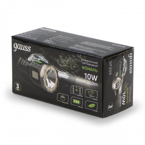 Ручной светодиодный фонарь Gauss аккумуляторный 185х106 250 лм GF209 Ручной светодиодный фонарь Gauss аккумуляторный 185х106 250 лм GF209