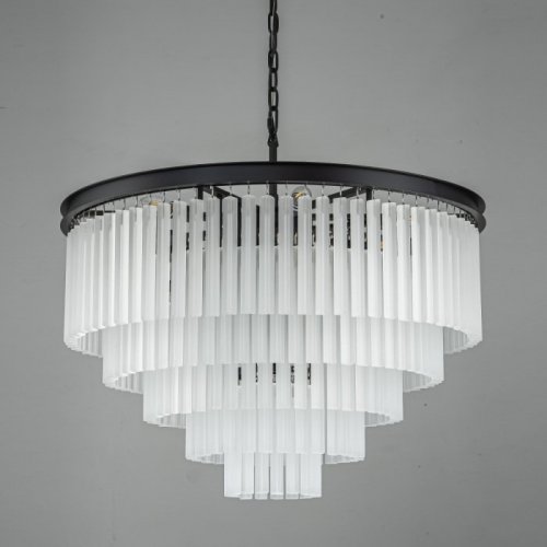 Подвесная люстра 1920s Odeon KR0387P-10A black/frost Подвесная люстра 1920s Odeon KR0387P-10A black/frost