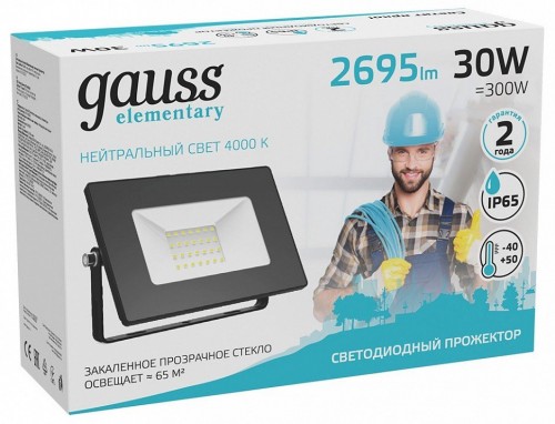 Прожектор светодиодный Gauss Elementary 30W 4000К 613100230 Прожектор светодиодный Gauss Elementary 30W 4000К 613100230