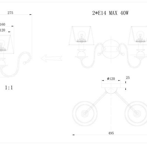 Бра KM0837 KM0837W-2 bronze