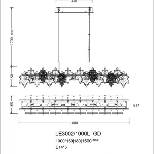 Подвесная люстра Erable LE3002/1000L GD Подвесная люстра Erable LE3002/1000L GD