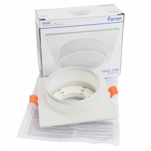 Светильник встраиваемый Feron DL501 потолочный GX53 белый квадрат 51087