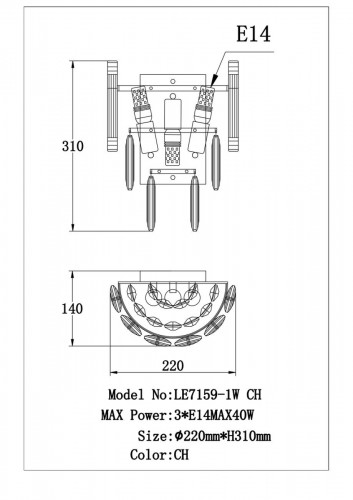 Бра Noemi LE7159/1W CH