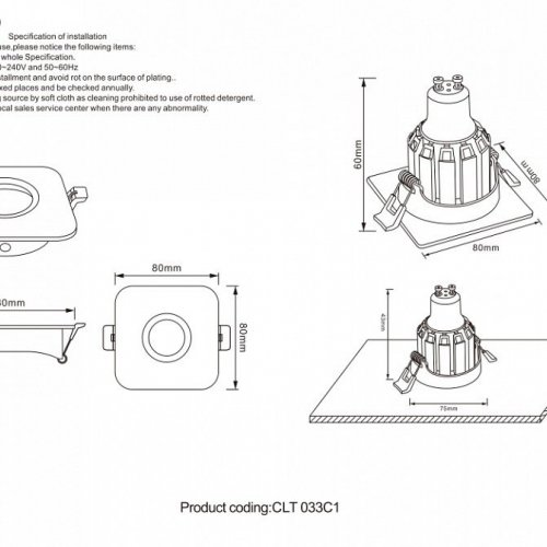 Встраиваемый светильник Crystal Lux CLT 033C1 BL