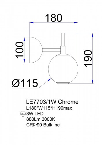 Бра Aurore LE7703/1WL Chrome