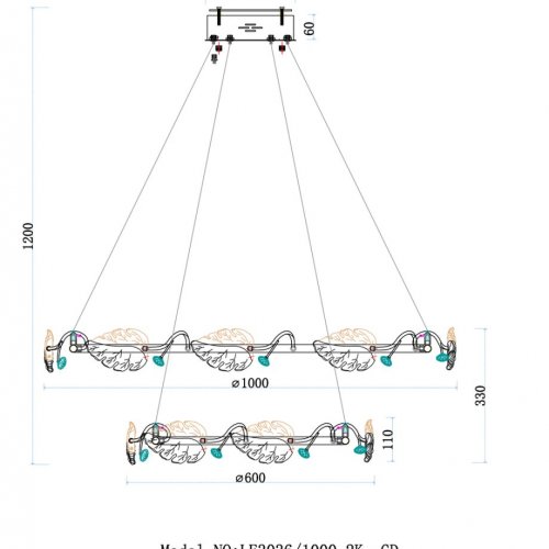 Подвесная люстра Ilana LE3036/1000-2K CH