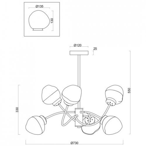 Потолочная люстра Volani FR8017PL-06MG