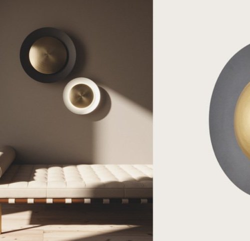 Настенный светильник Coss A1203/40 Matt Black + Diffuser 25 cm Matt Brass