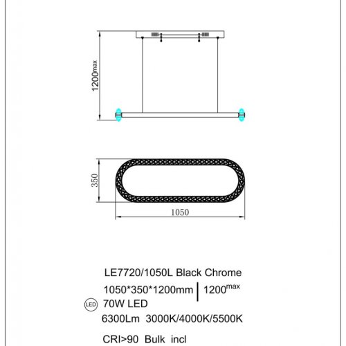 Подвесная люстра Michel LE7720/1050L Black Chrome