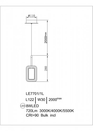 Подвесной светильник Theona LE7701/1L Gold