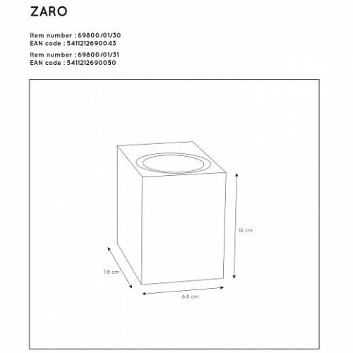 Уличный настенный светильник Lucide Zaro 69800/01/31