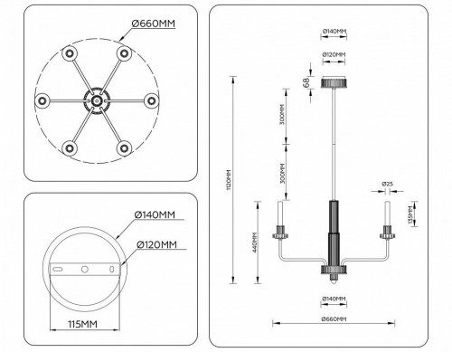 Люстра на штанге Ambrella Light LH LH53124