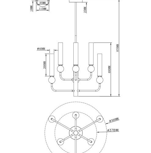 Потолочная люстра Illis V11792-6P Потолочная люстра Illis V11792-6P