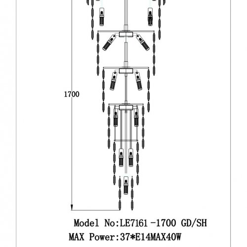 Подвесная люстра Jacqueline LE7161/1700 GD/SH