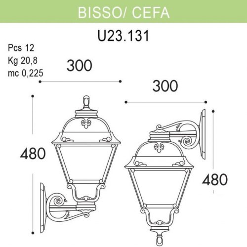Настенный фонарь уличный Fumagalli Cefa U23.131.000.VXF1R