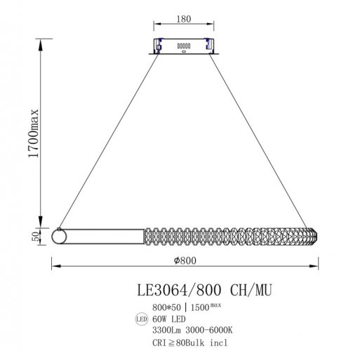 Подвесная люстра Tesla LE3064/800 CH/MU
