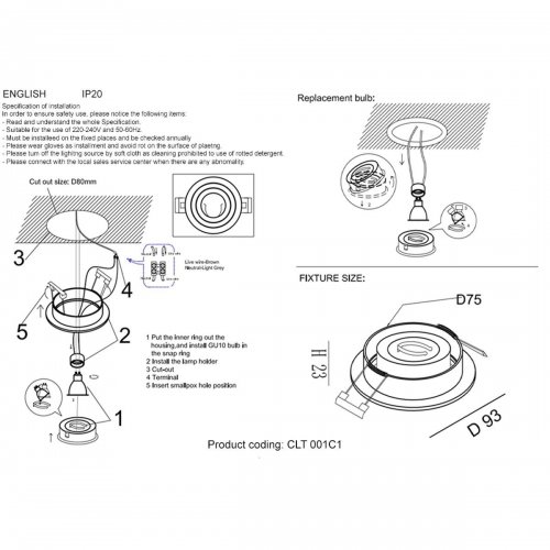Встраиваемый светильник Crystal Lux CLT 001С1 WH Встраиваемый светильник Crystal Lux CLT 001С1 WH