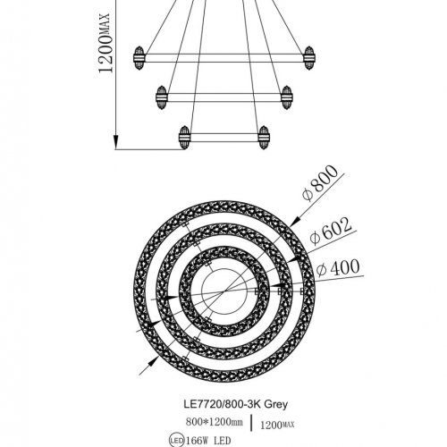 Подвесная люстра Michel LE7720/800-3K Black Chrome