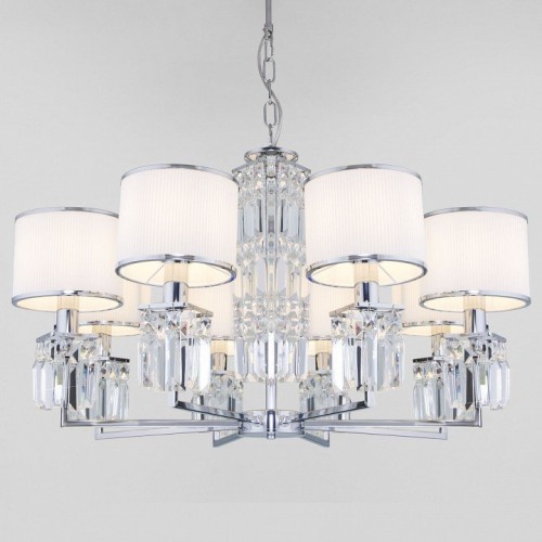Подвесная люстра Eurosvet Zaffiro 10099/8 хром/прозрачный хрусталь Strotskis (новый абажур)