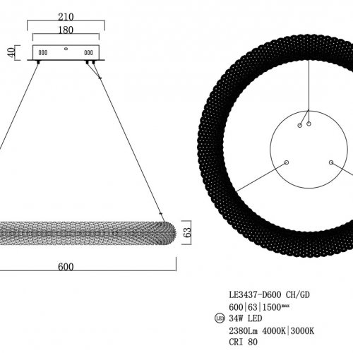 Подвесная люстра Juliana LE3437-D600 CH