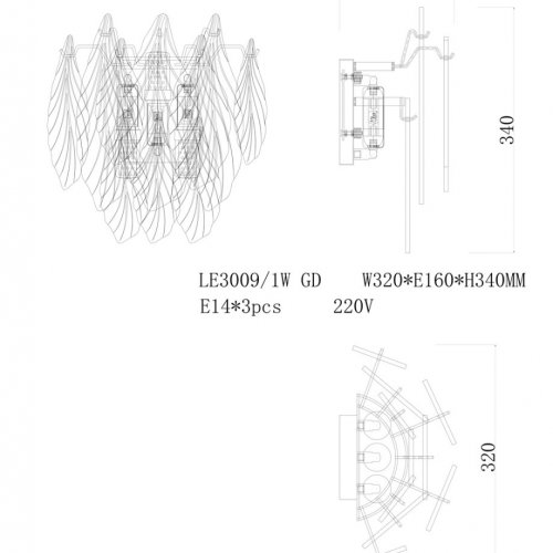 Бра Adele LE3009/1W GD