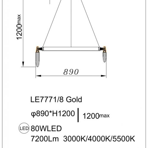 Подвесная люстра Natali LE7771/8 Gold