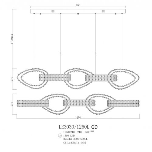 Подвесная люстра Veronique LE3030/1250L GD