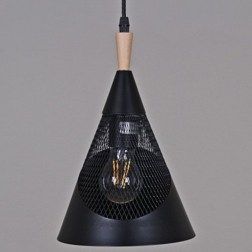Подвесной светильник Reluce 03250-3.9-01 BK+WOOD Подвесной светильник Reluce 03250-3.9-01 BK+WOOD
