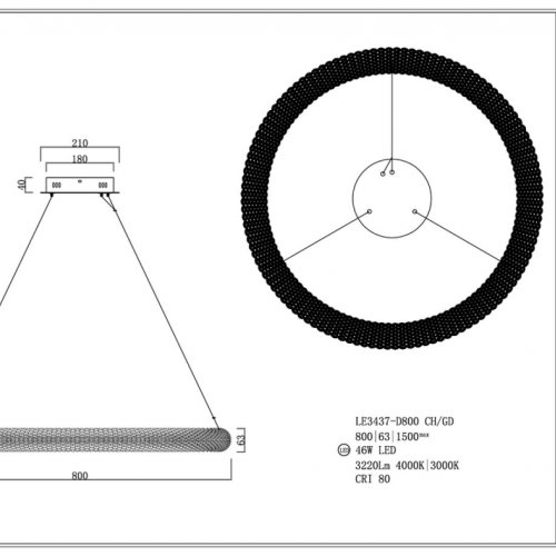 Подвесная люстра Juliana LE3437-D800 GD