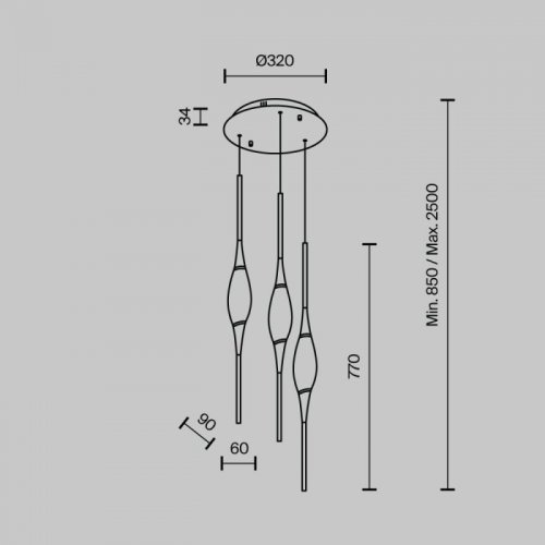 Подвесной светильник MODESTYLE MS.88921.3 GD