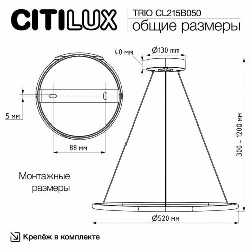 Подвесной светильник Citilux Trio CL215B050 Подвесной светильник Citilux Trio CL215B050