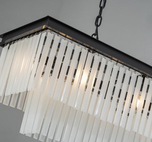 Подвесная люстра 1920s Odeon KR0387P-10C/P black/frost Подвесная люстра 1920s Odeon KR0387P-10C/P black/frost