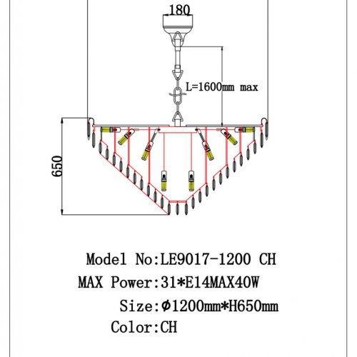 Подвесная люстра Catherine LE9017/1200 CH