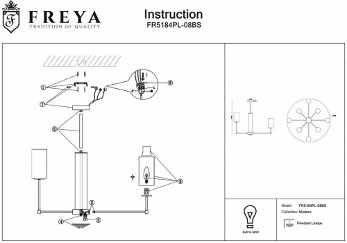 Потолочная люстра Freya Agnes FR5184PL-08BS