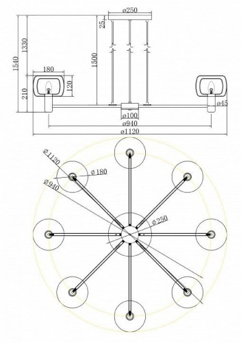 Подвесной светильник Maytoni Vision MOD411PL-08G