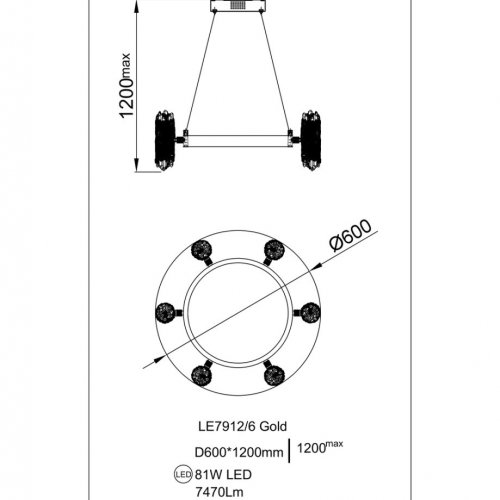 Подвесная люстра Elizabeth LE7912/6 Gold