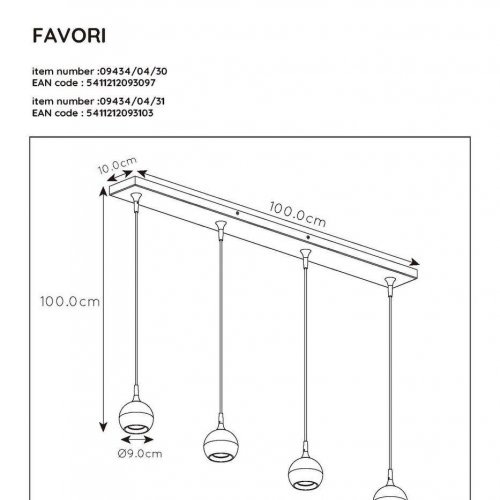 Подвесной светильник Lucide Favori 09434/04/31
