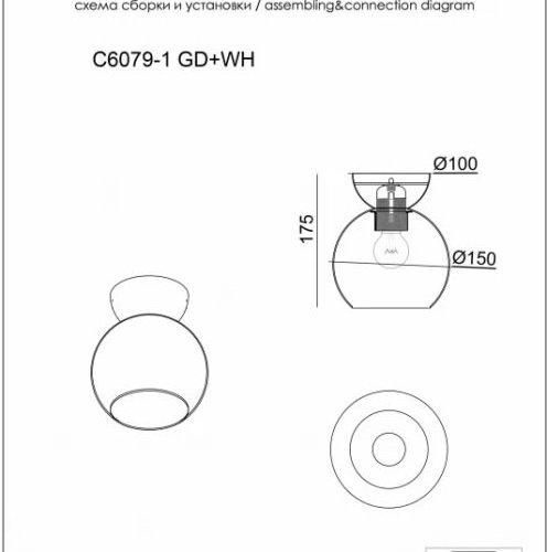 Потолочный светильник Mono C6079-1 GD+WH