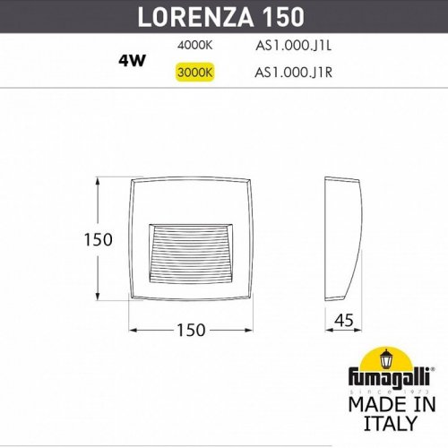 Уличный настенный светодиодный светильник Fumagalli Lorenza AS1.000.000.AXJ1L